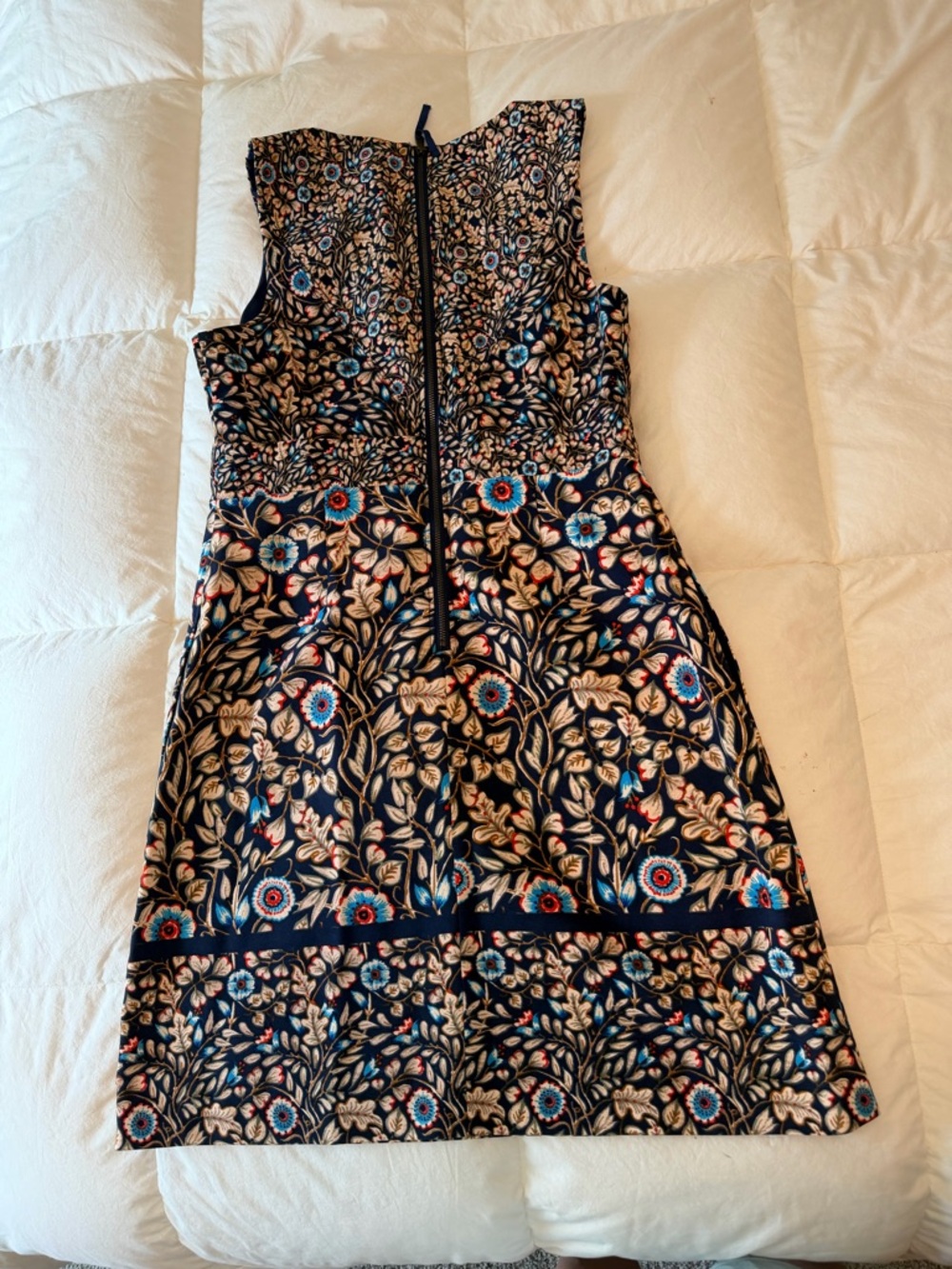 Maeve Navy Floral Patterned Dress with Blue and Cream Accents - Picture 3 of 6